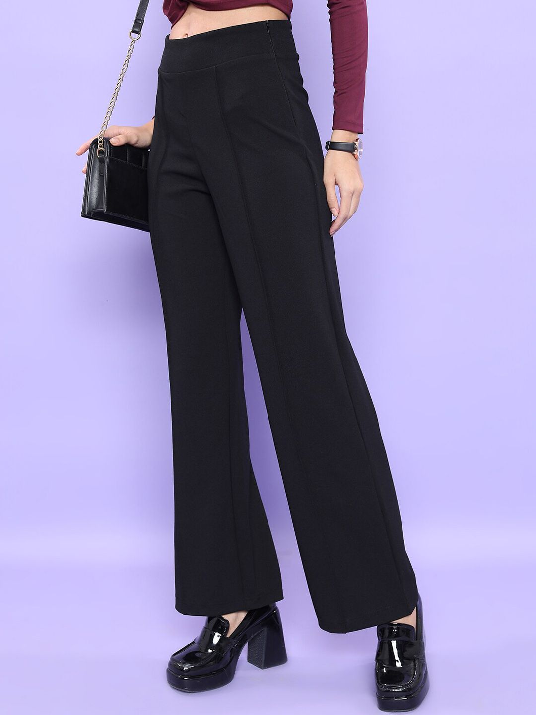 CHIC BY TOKYO TALKIES Women Flared Fit High-Rise Parallel Trousers