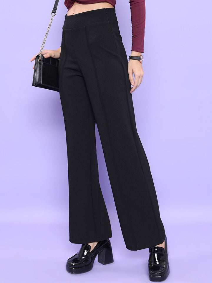 CHIC BY TOKYO TALKIES Women Flared Fit High-Rise Parallel Trousers