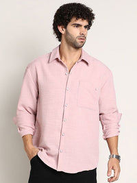 Campus Sutra Men Comfort Relaxed Fit Spread Collar Solid Cotton Casual Shirt