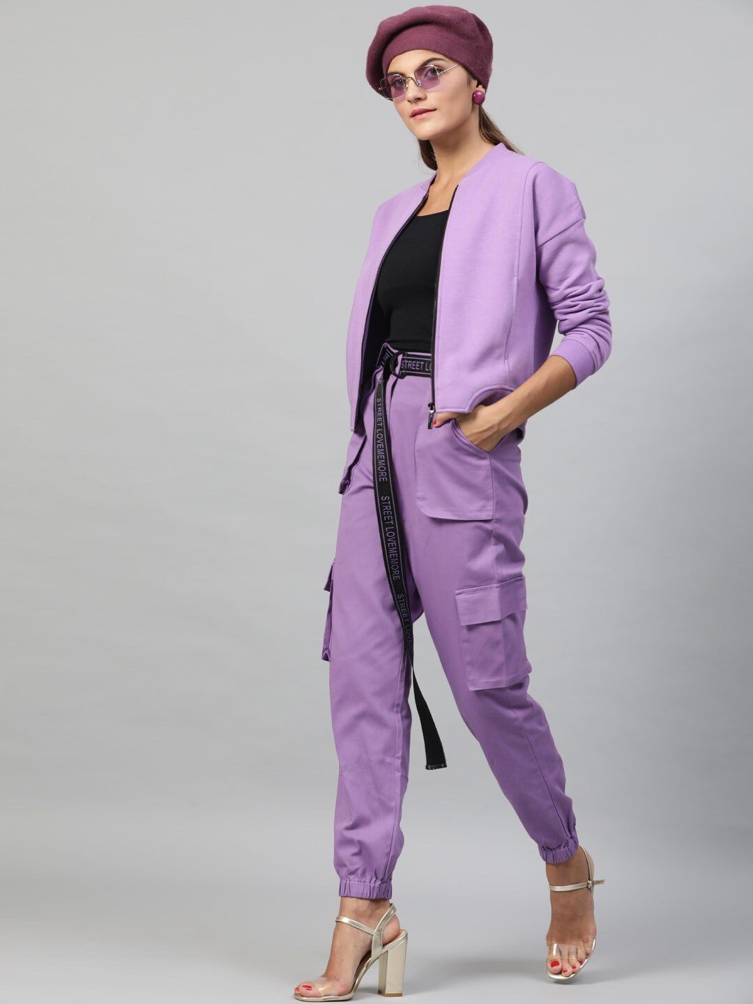 STREET 9 Women Lavender Regular Fit Solid Joggers