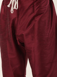 SOJANYA Men Maroon Kurta with Churidar & Nehru Jacket
