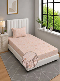 Moda Rapido X KLOTTHE Orange Geometric 300 TC Single Bedsheet with 1 Pillow Covers