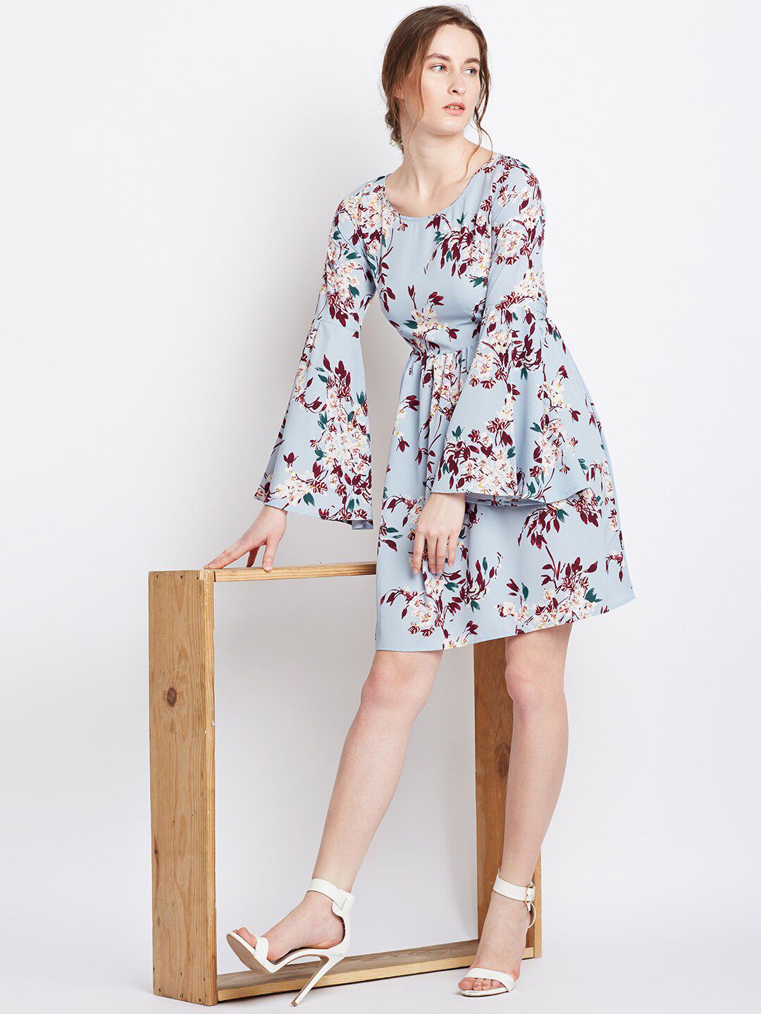Berrylush Women Blue Printed A-Line Dress