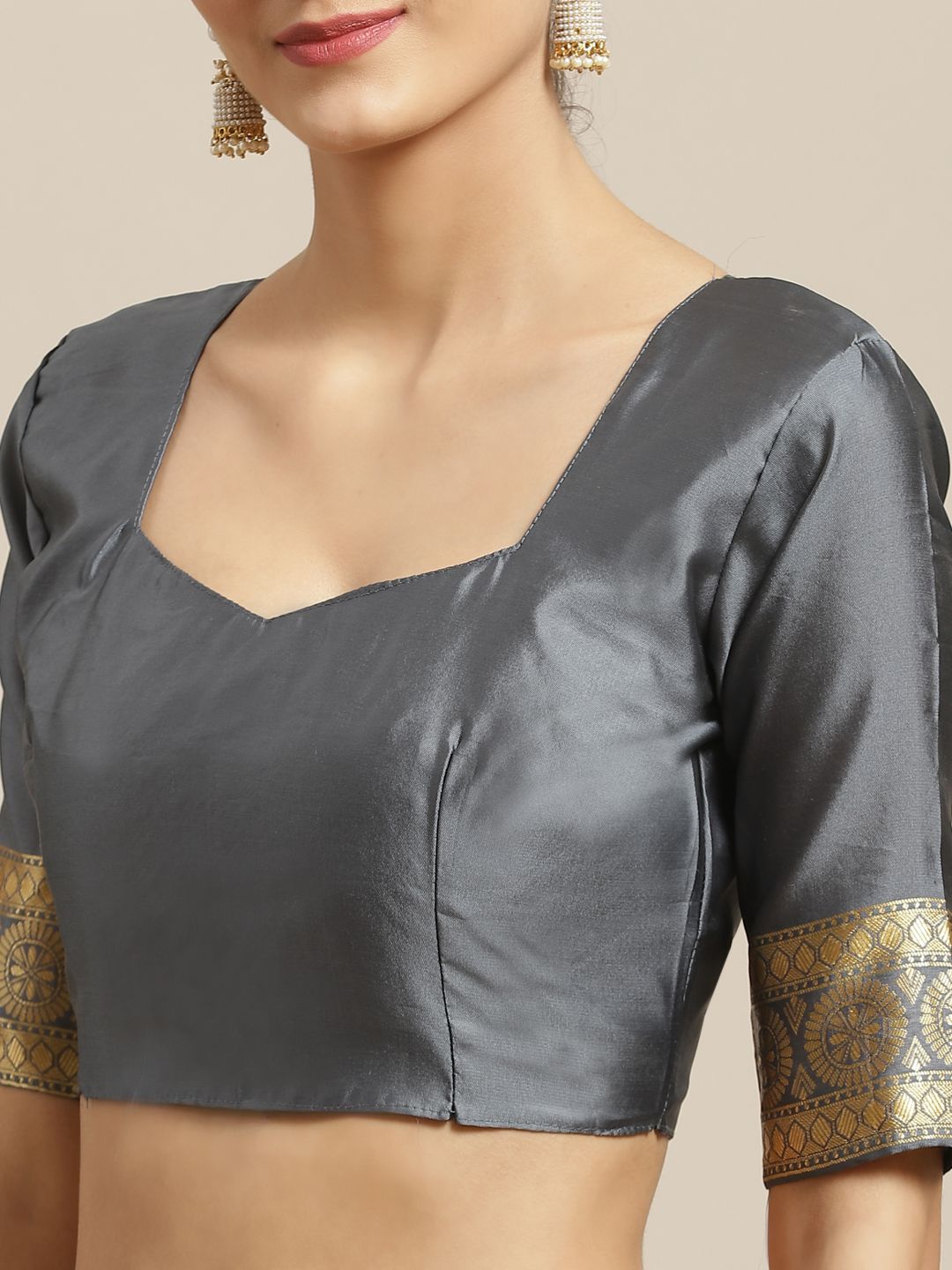 Saree mall Grey & Golden Woven Design Banarasi Saree