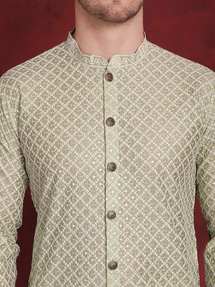 Jompers Embroidered Regular Sequinned Kurta with Pyjamas