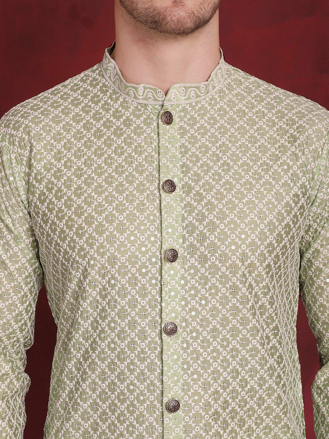 Jompers Embroidered Regular Sequinned Kurta with Pyjamas