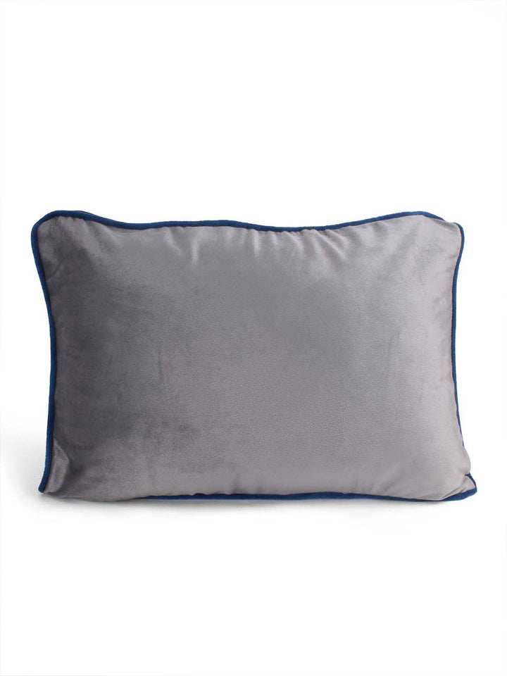 STITCHNEST 2 Pcs Blue & Grey Velvet Rectangle Cushion Covers