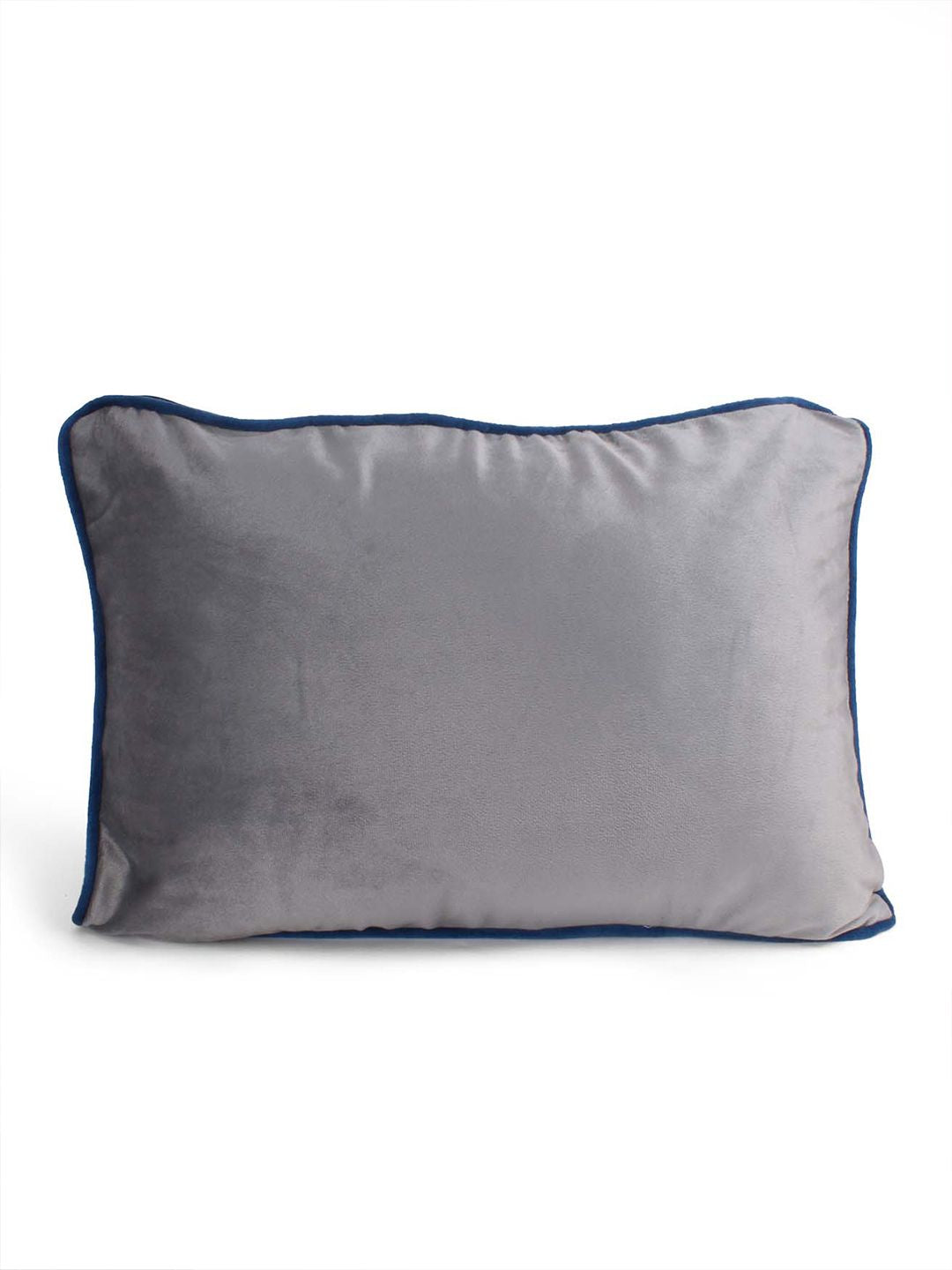 STITCHNEST 2 Pcs Blue & Grey Velvet Rectangle Cushion Covers