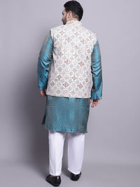 SOJANYA PLUS Ethnic Motifs Woven Design Kurta With Pyjamas & Nehru Jacket