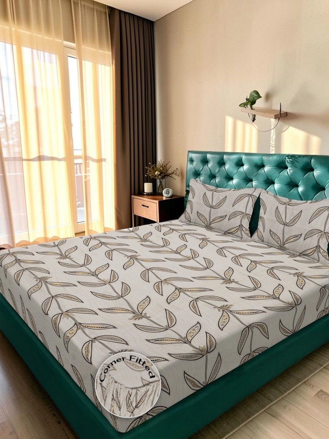 Moda Rapido X KLOTTHE Motif Etnik Beige 300 TC Cadar King dengan 2 Sarung Bantal