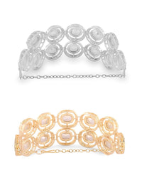 Set Mutiara Zaveri 2 Gelang Lilit Berlian Austria Bersalut Emas
