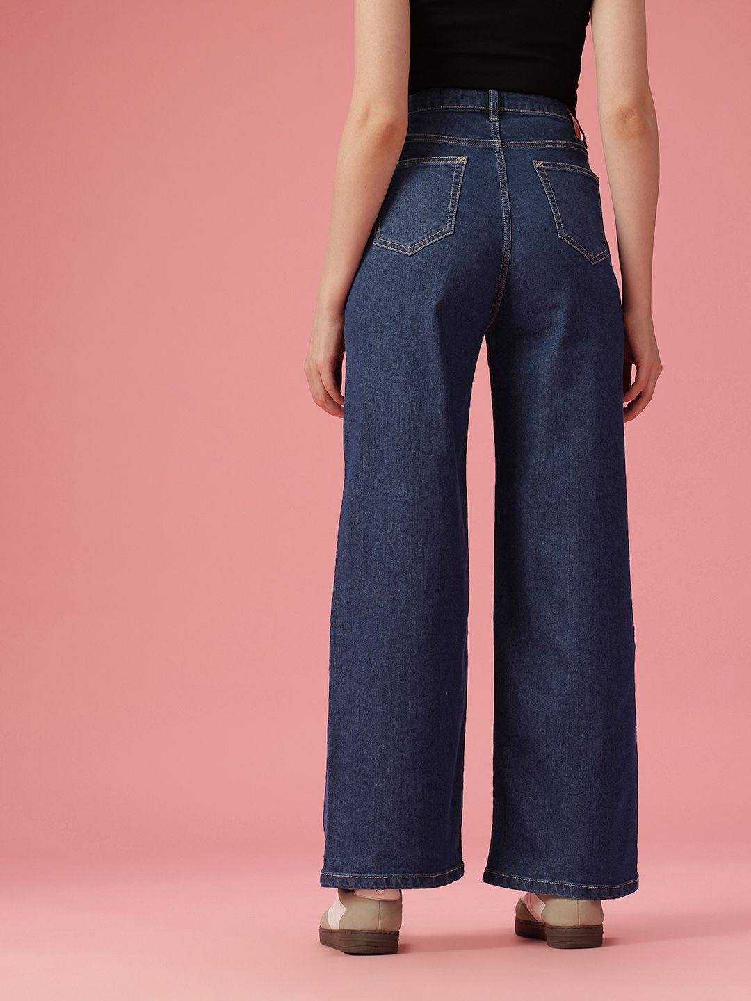 DressBerry Women Wide Leg High-Rise Printed Stretchable Jeans