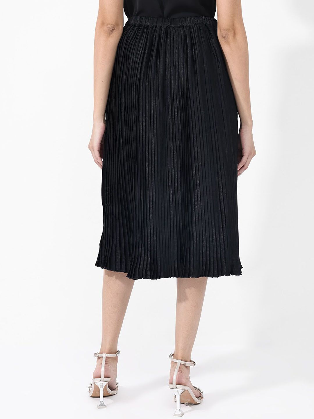 RAREISM Accordion Pleated Flared Midi Skirt