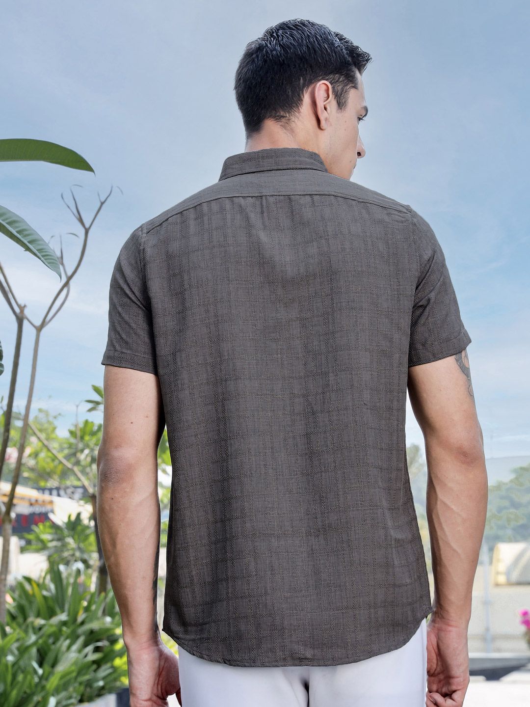 Thomas Scott Men Premium Regular Fit Button-Down Collar Textured Casual Shirt