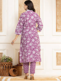 Varanga Floral Printed Regular Straight Kurta with Trouser & with Dupatta
