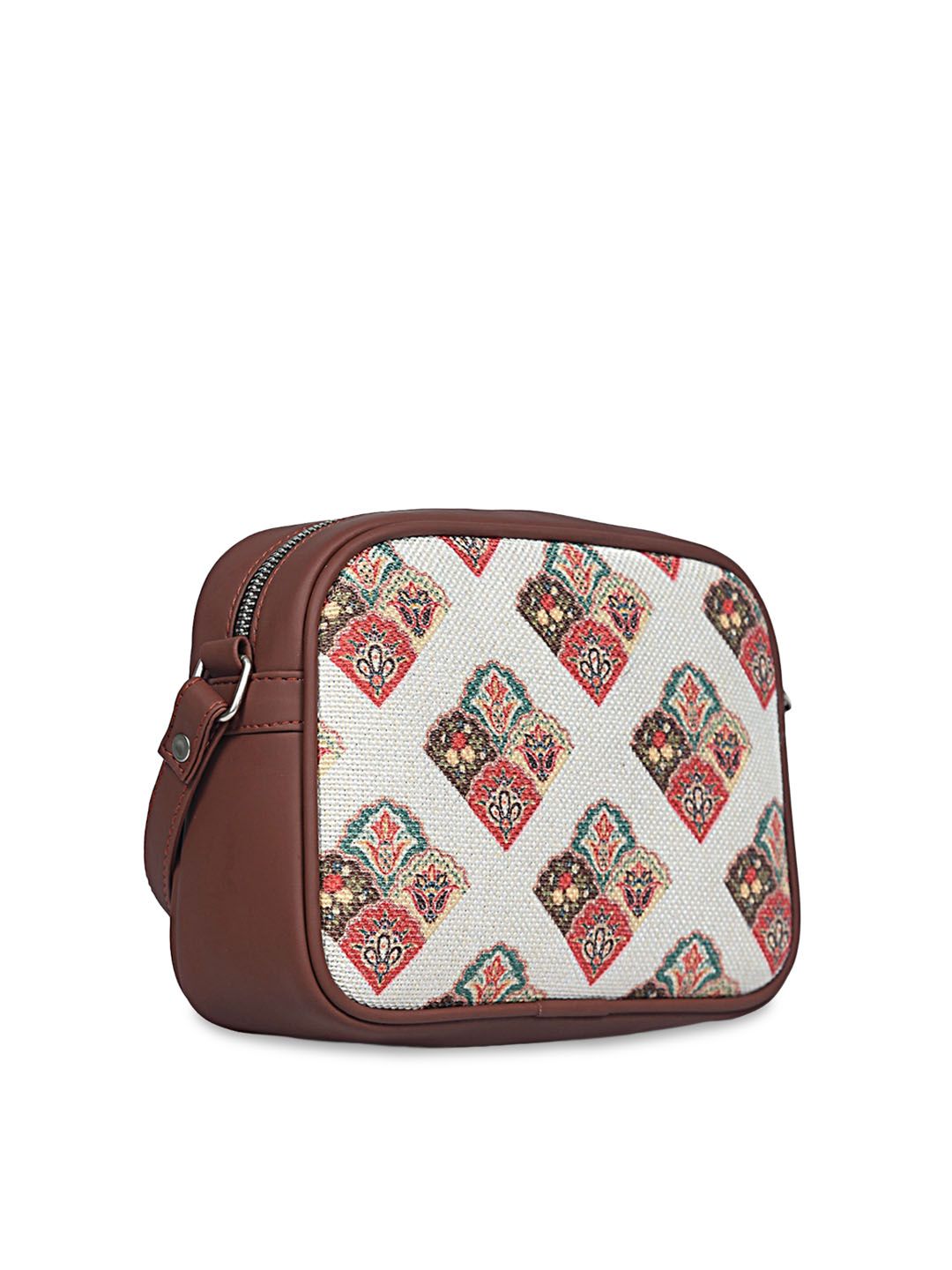 ZOUK White Women Ethnic Motifs Printed Structured Sling Bag