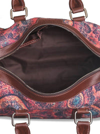 ZOUK Women Pink Printed Handicraft Fabric and Vegan Leather Handbag