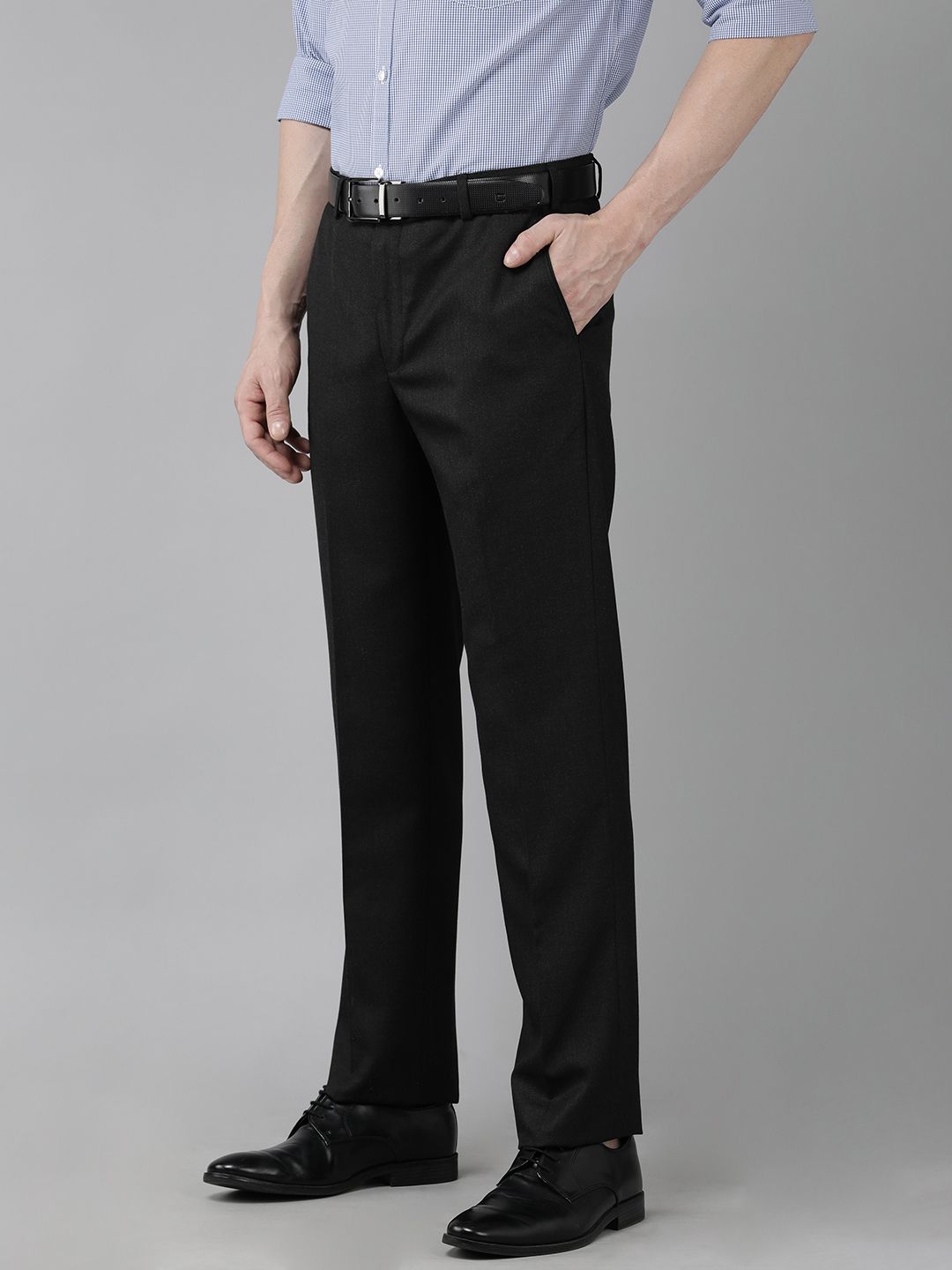 Park Avenue Men Self Design Textured Mid-Rise Smart Fit Formal Trousers