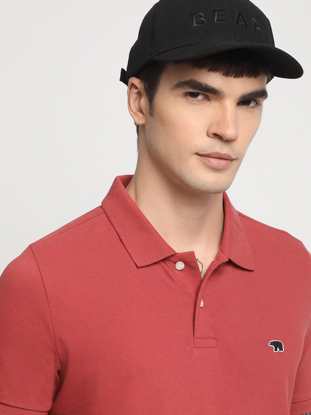 THE BEAR HOUSE Polo Collar Slim Fit Cotton T-shirt