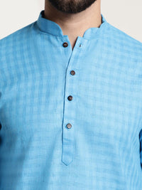 SOJANYA Lelaki Blue Checked Straight Kurta