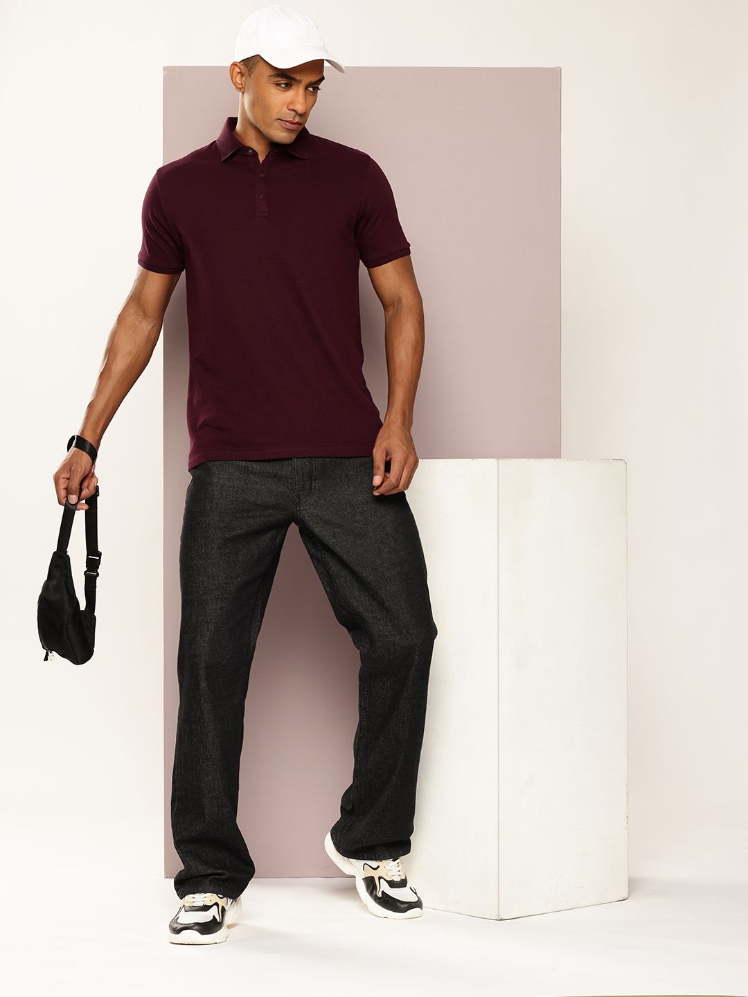 DILLINGER Men Polo Collar Honeycomb Structure T-shirt