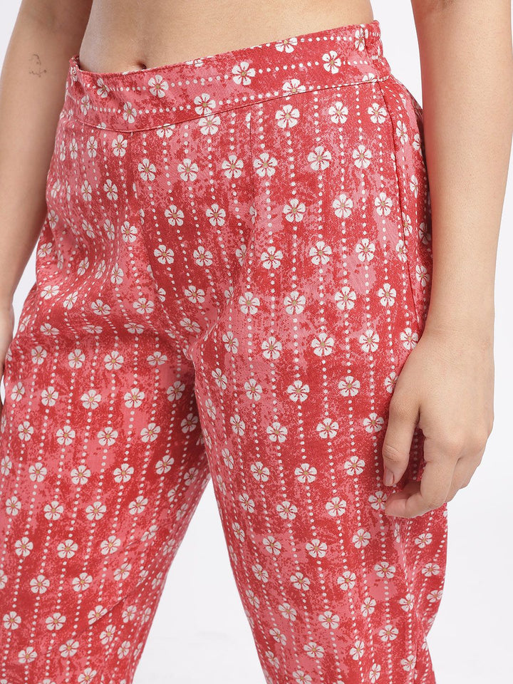 Anouk Floral Print Regular Pure Cotton Kurta Set