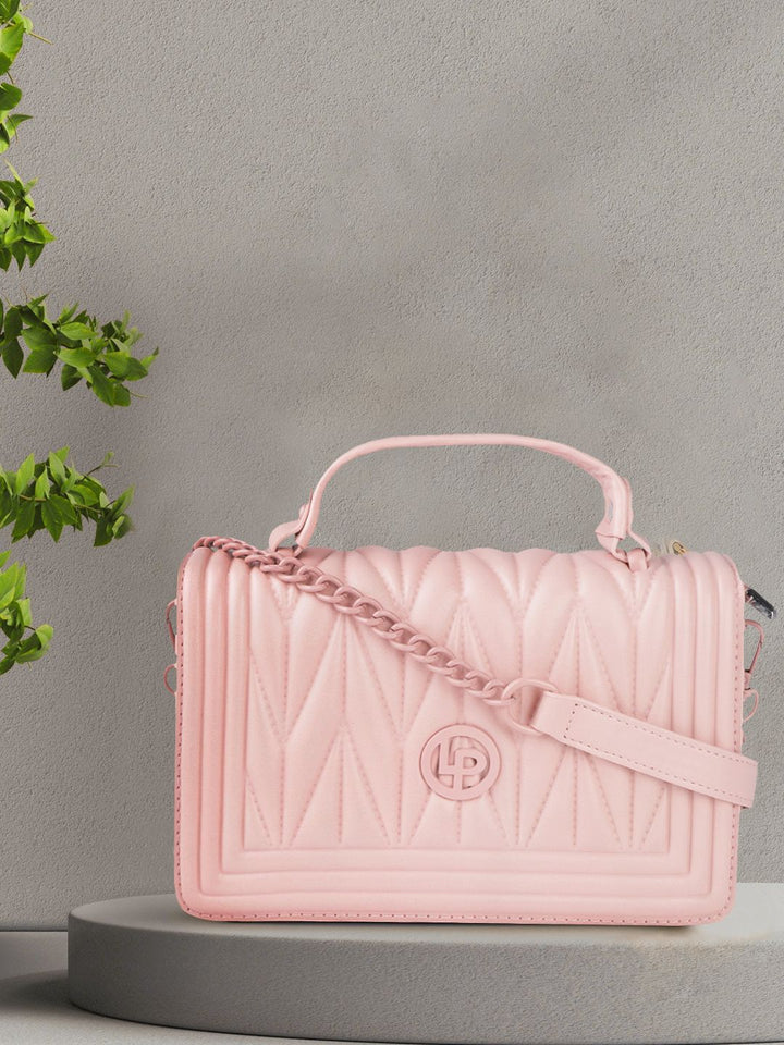 Lino Perros Women Pink Printed PU Beg Bahu Berstruktur Berstruktur