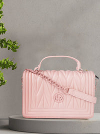 Lino Perros Women Pink Printed PU Beg Bahu Berstruktur Berstruktur