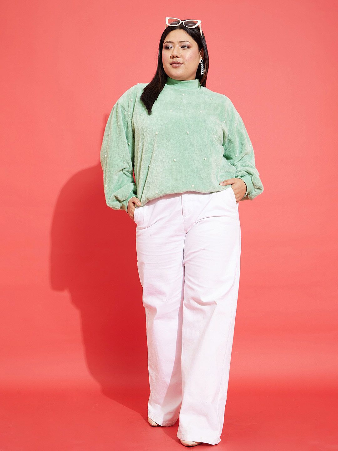 SASSAFRAS Curve Plus Size Embellished Sweatshirt