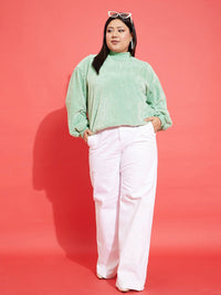 SASSAFRAS Curve Plus Size Embellished Sweatshirt