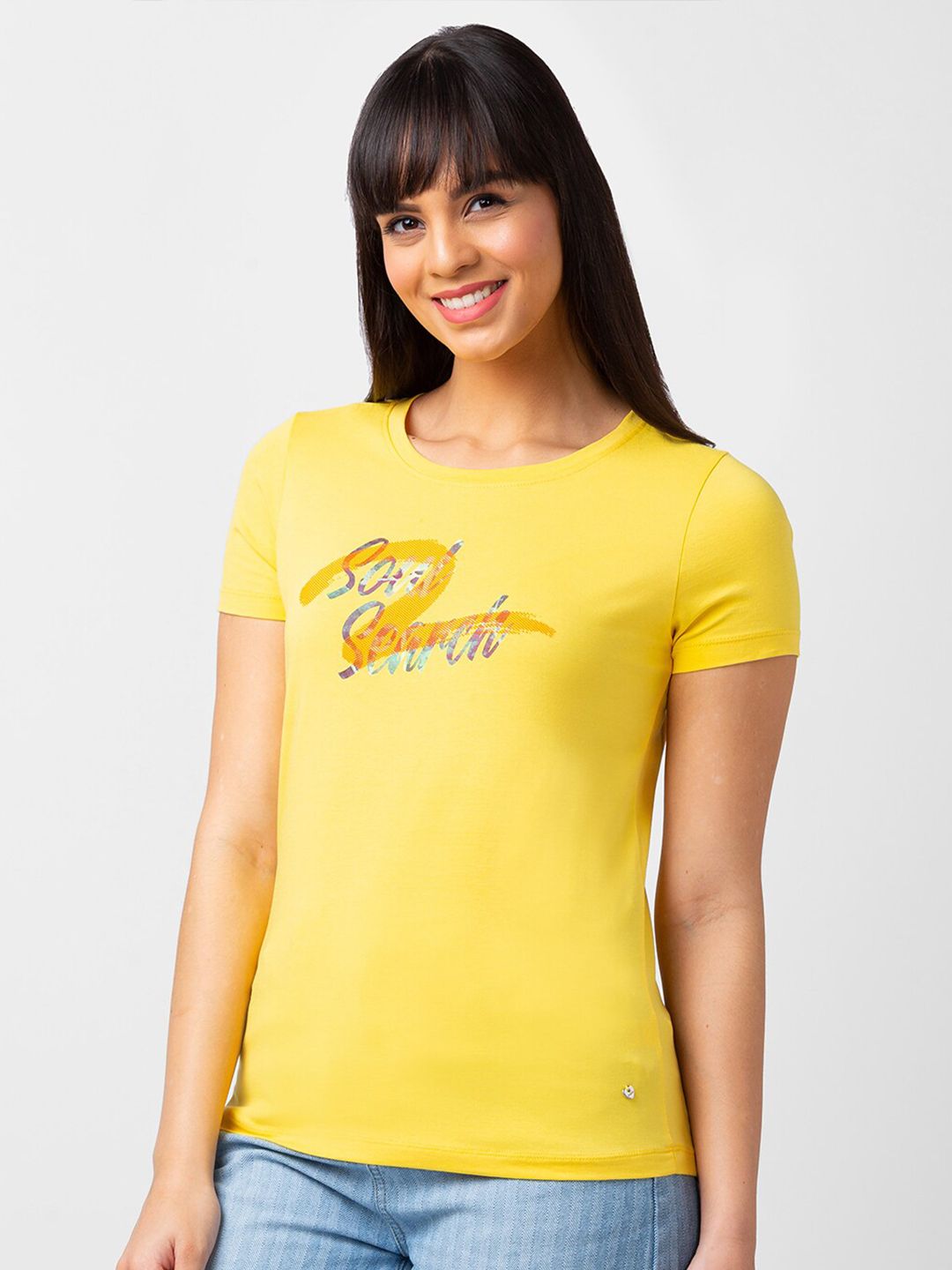 SPYKAR Women Typography Printed T-shirt