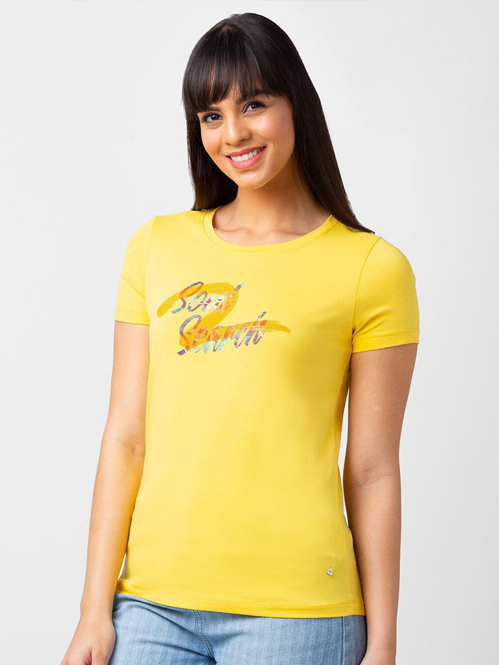 SPYKAR Women Typography Printed T-shirt