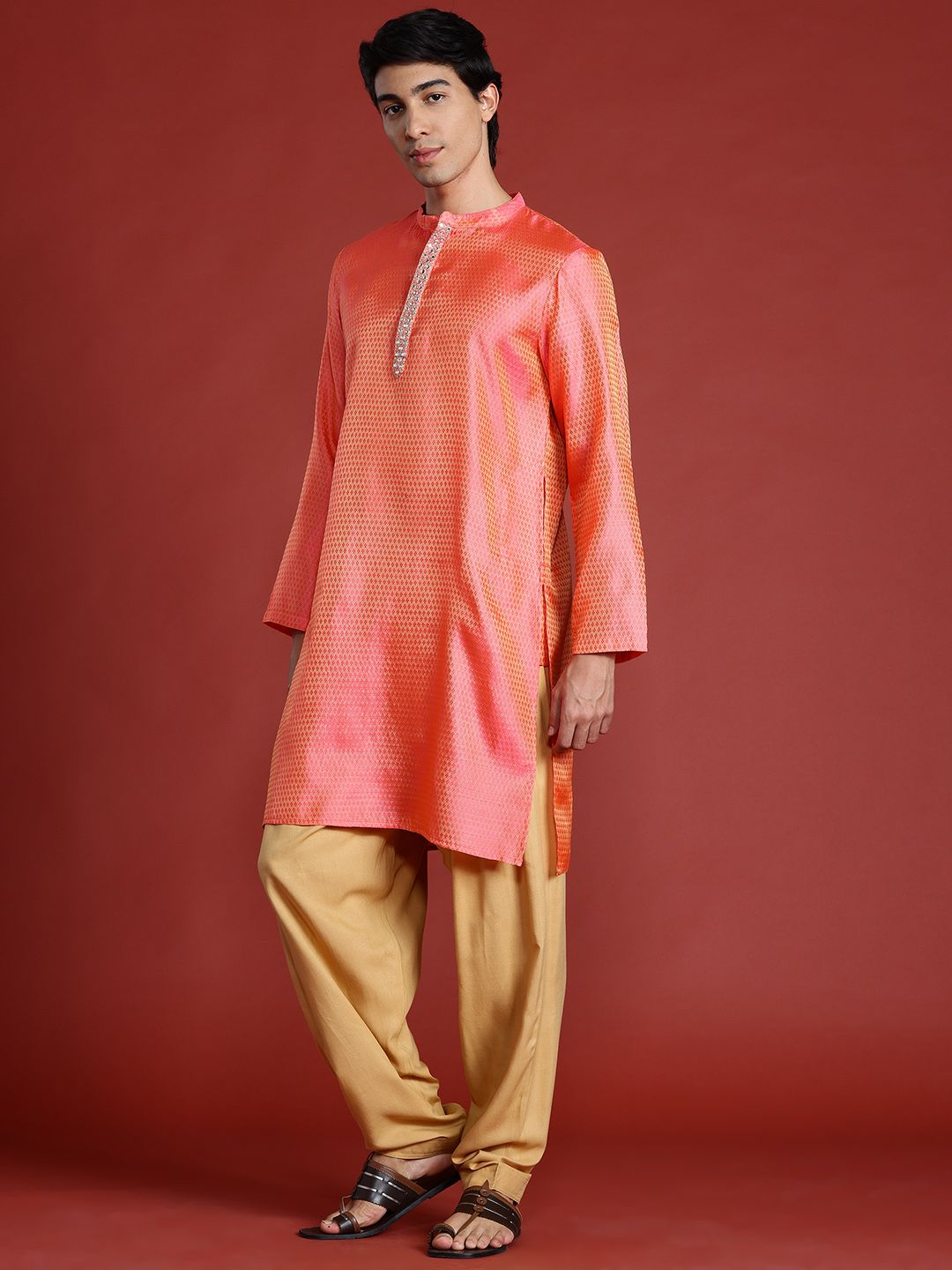 Anouk Woven Designed Kurta & Dhoti Pants Set