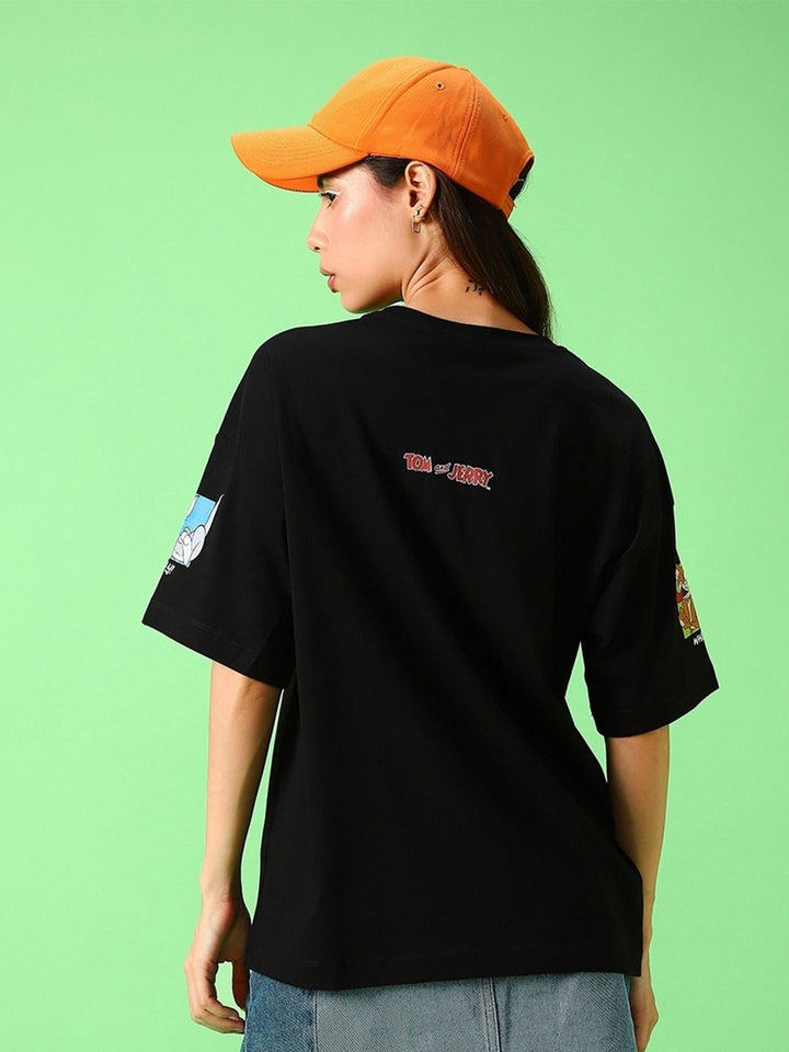Bewakoof x Official Tom & Jerry Merchandise Friends & Feelings Print Oversized T-shirt