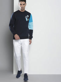 The Indian Garage Co Men Navy Blue Colourblocked Sweatshirt