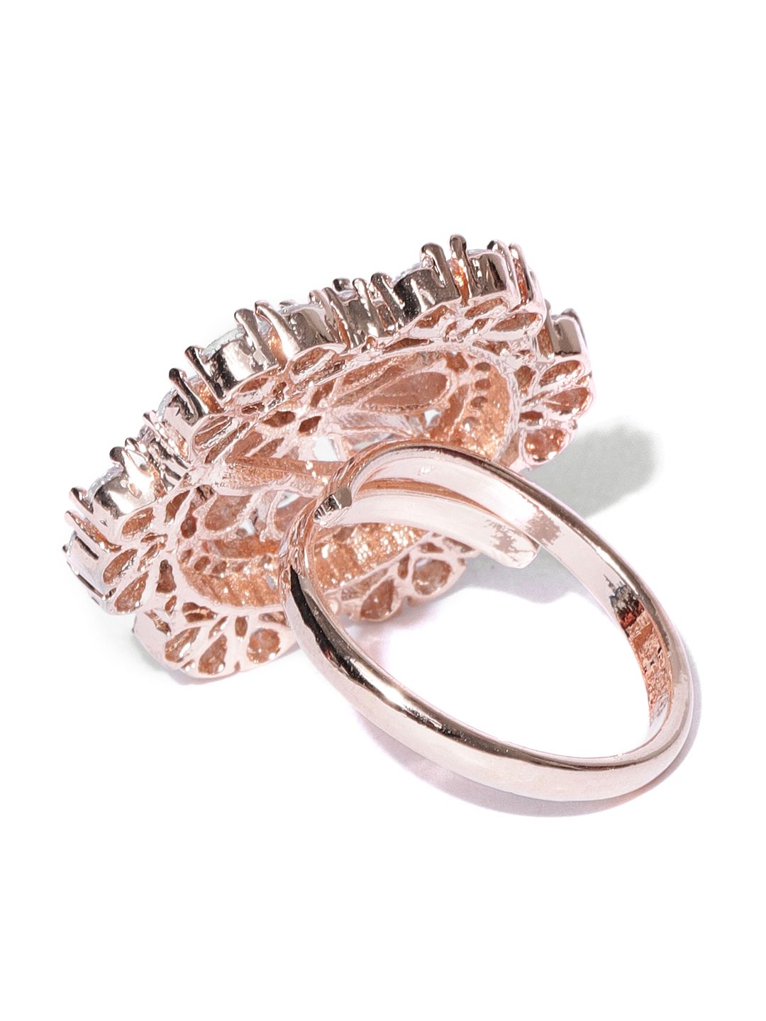 Cincin Jari Boleh Laras Zaveri Pearls Bersalut Emas CZ Bertampal Batu