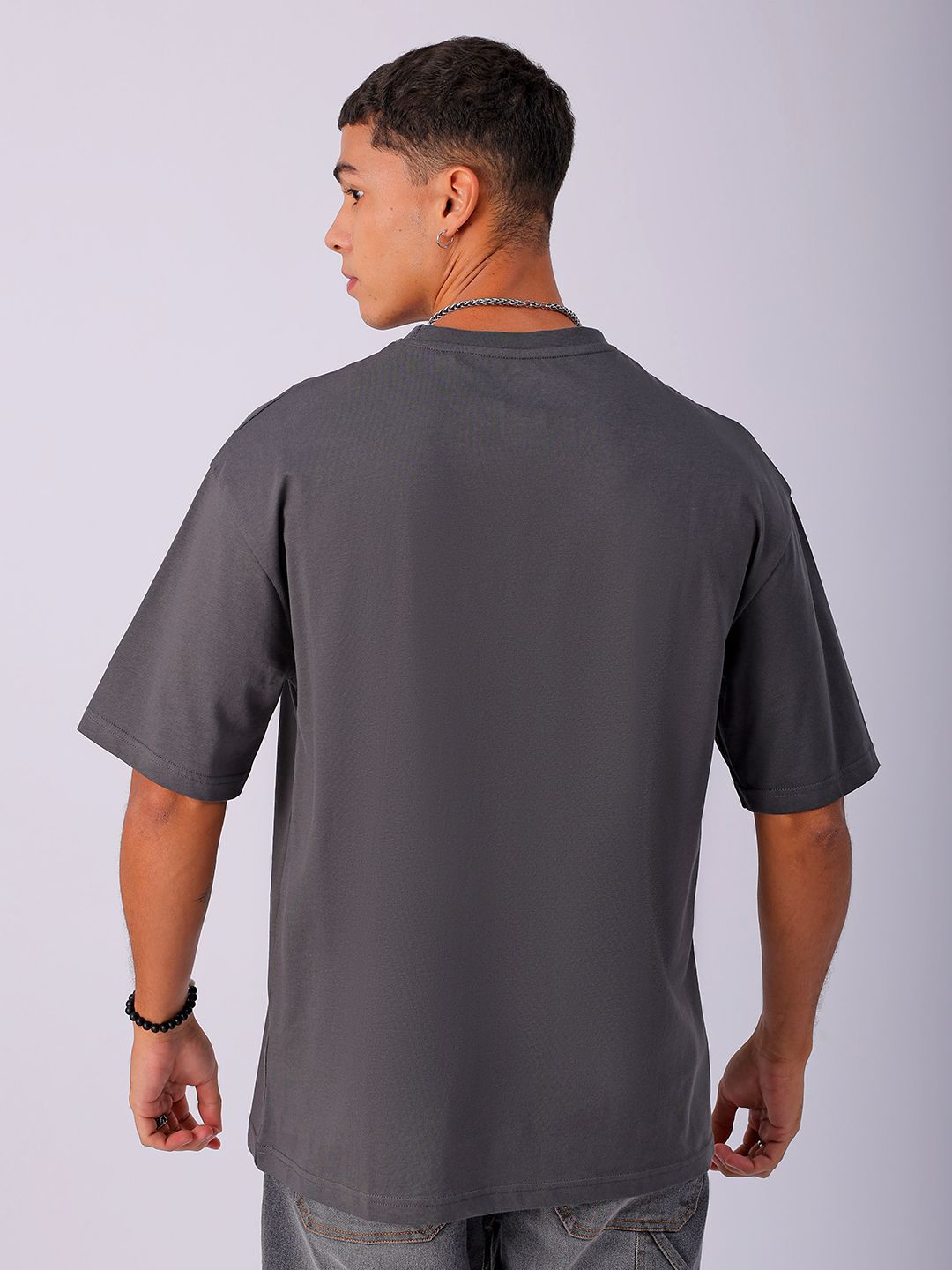 The Indian Garage Co Men Typography Printed Pure Cotton Boxy Oversized T-shirt