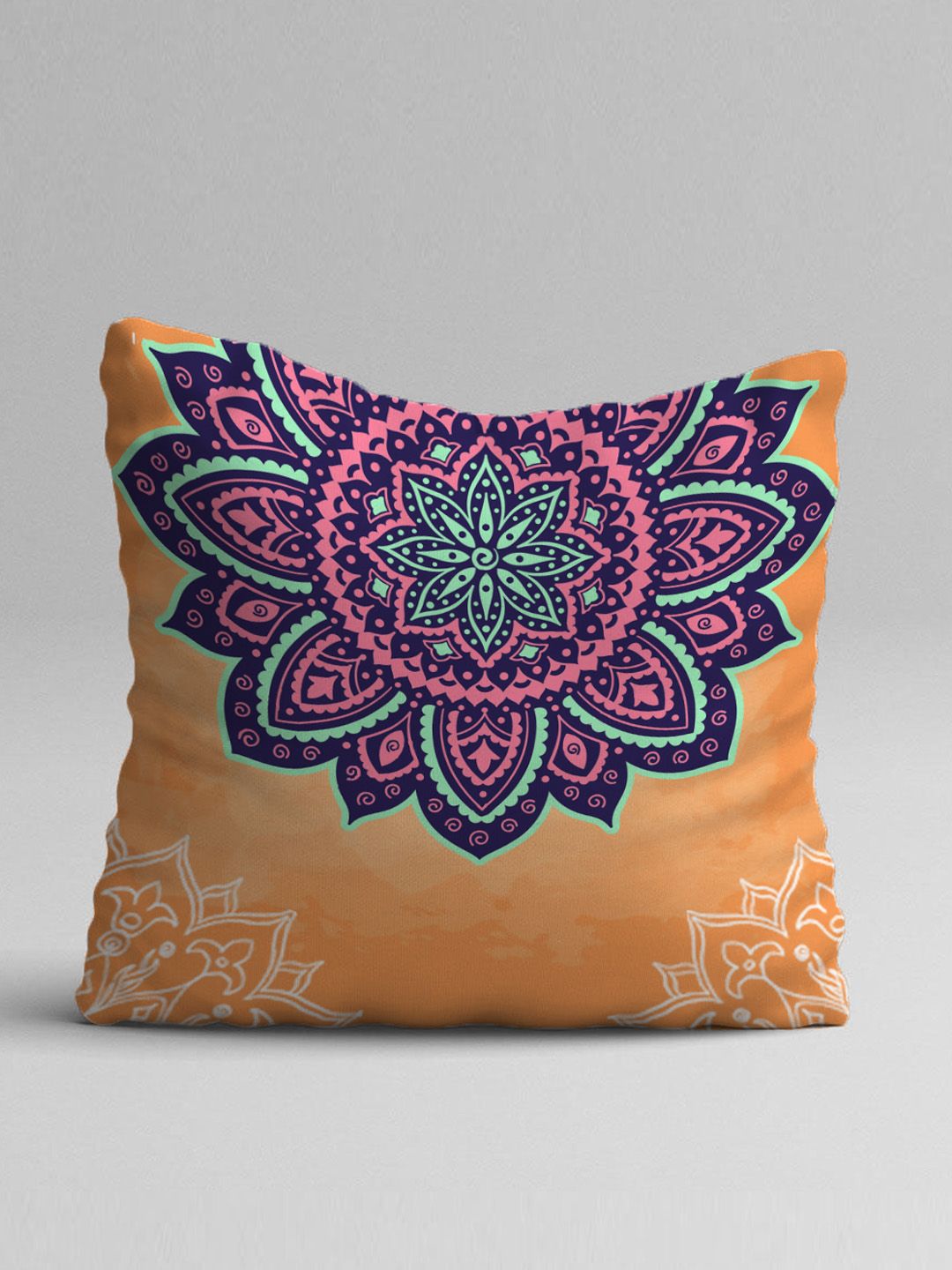 STITCHNEST Set of 5 Yellow & Green Ethnic Motifs Square Cushion Covers