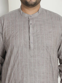 SOJANYA PLUS PLus Size Striped Woven Design Band Collar Long Sleeves Cotton Kurta