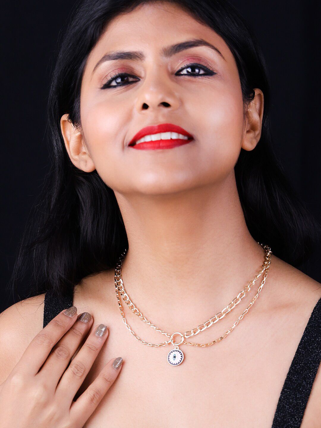 VOGUE PANASH Gold-Plated Evil Eye Layered Necklace and Chain
