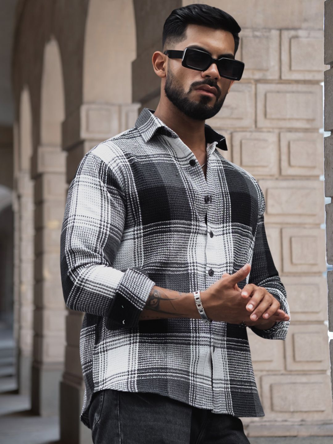 Powerlook Men Tartan Checks Opaque Checked Casual Shirt