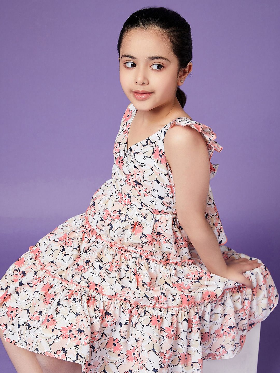 pspeaches Girls Floral Crepe Dress