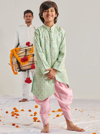 pspeaches Boys Ethnic Motifs Embroidered Regular Thread Work Kurta with Dhoti Pants