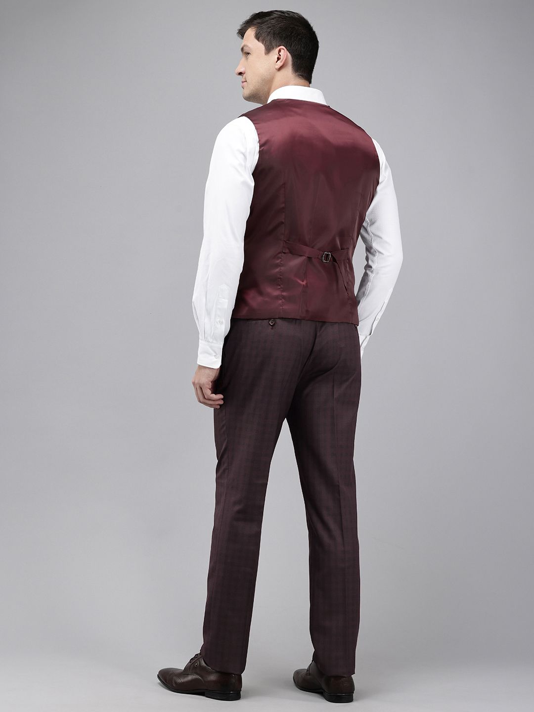 Park Avenue Super Slim Fit Checked 3 Piece Formal Suit