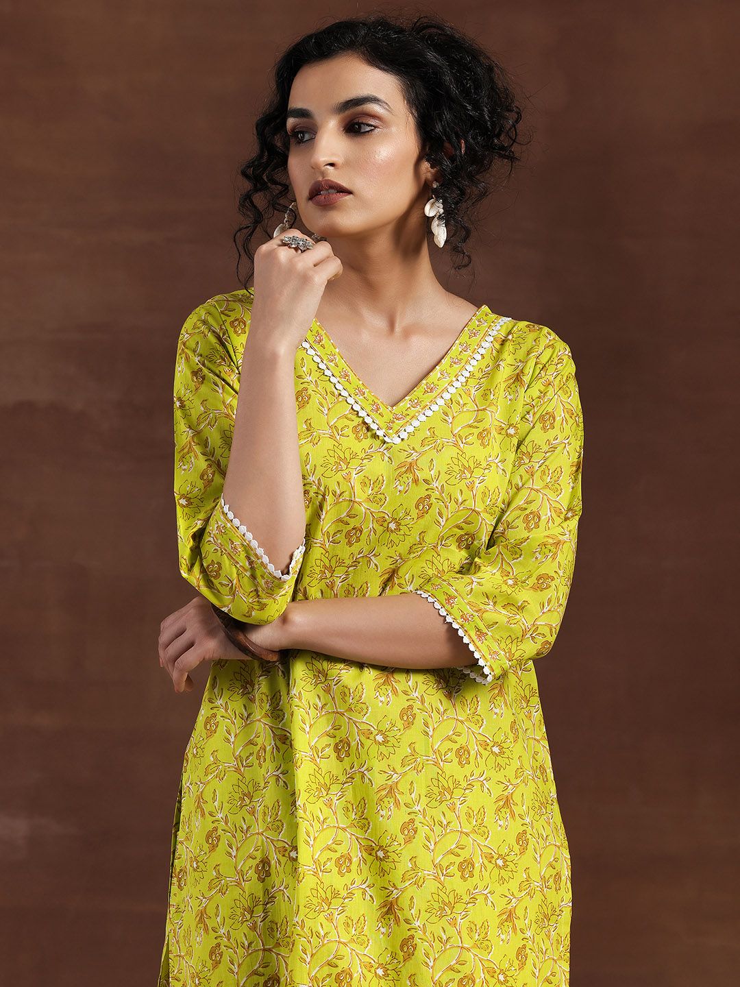 Libas Floral Printed Pure Cotton Kurta with Palazzos & With Dupatta