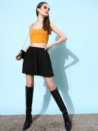 DressBerry Self Design Net A-Line Mini Skirt