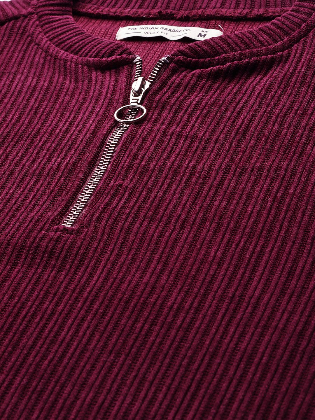 The Indian Garage Co Self Striped Corduroy Relaxed Fit Sweatshirt