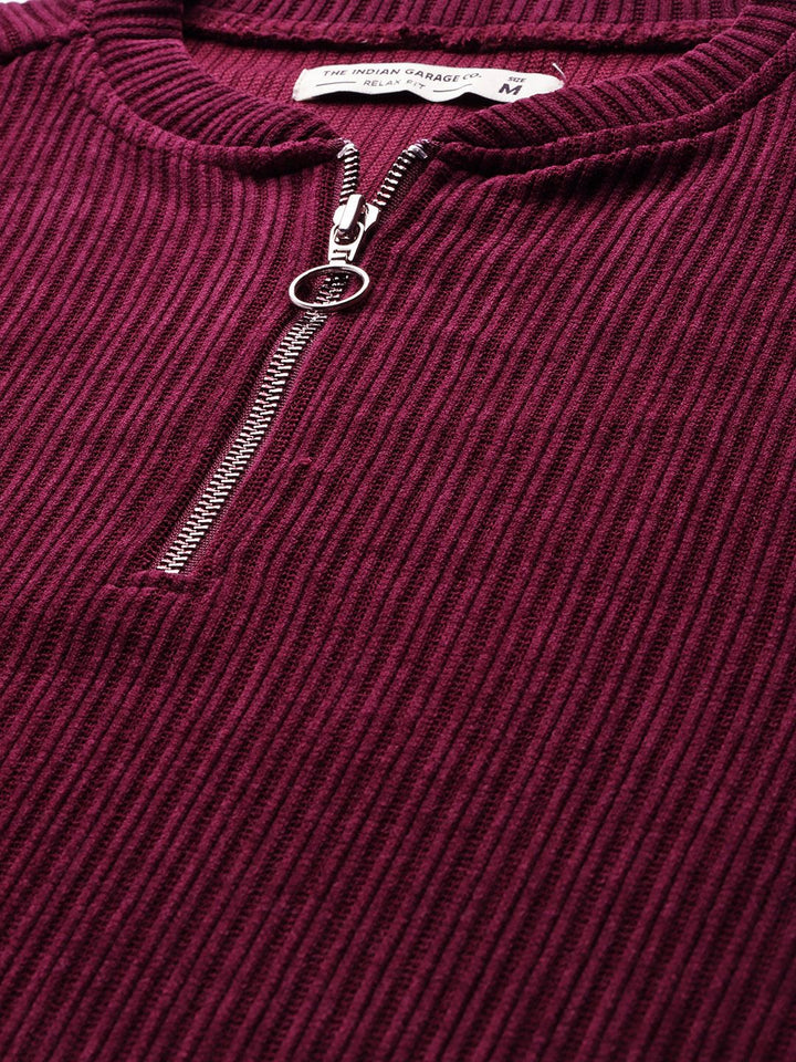 The Indian Garage Co Self Striped Corduroy Relaxed Fit Sweatshirt