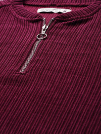 The Indian Garage Co Self Striped Corduroy Relaxed Fit Sweatshirt