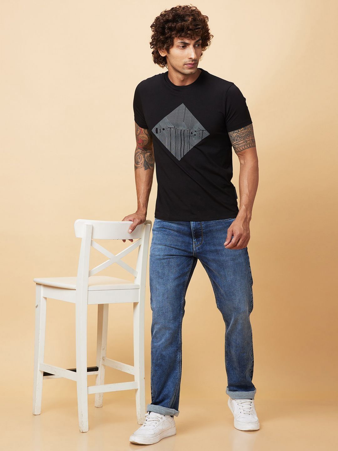 Being Human Men Printed Applique T-shirt